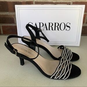 Caparros Women’s Quirin Black Special Occasion Ankle Strap Sandals Size US 7.5 M